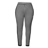 Autumn And Winter Houndstooth Print Trousers Black Stripes Patchwork Slim High Waist Pencil Pants