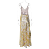 Women's Winter Fashion Sexy Low Back Shiny Strap Dress