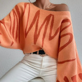 Lantern Sleeve Loose Pullover Knitting Sweater For Women