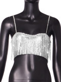 Women Sexy Camisole Tassel Chain Halter Neck Backless Top