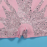 Women Sexy Beaded Stretch Long Sleeve Jumpsuit