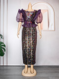 Beaded African Women's Party Evening Dress With Belt