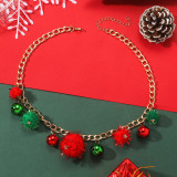Christmas Cute Cartoon Santa Man Christmas Tree Bell Necklace Women's Accessories