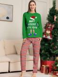 Autumn And Winter Home Wear Striped Pajamas Set Christmas Print Parent-Child Wear
