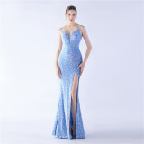 Plus Size Women Sequins Formal Party Maxi Evening Drees