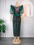 Beaded African Women's Party Evening Dress With Belt