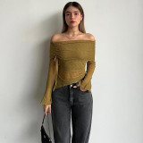 Women's Autumn Off Shoulder Long Sleeve Knitting Top