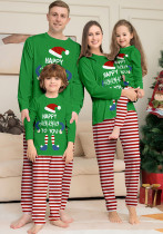 Autumn And Winter Home Wear Striped Pajamas Set Christmas Print Parent-Child Wear