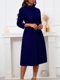 Women's Fashion Chic Elegant Pleated Elegant Solid Color Plus Size Dress