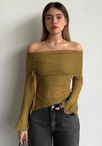 Women's Autumn Off Shoulder Long Sleeve Knitting Top