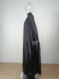 Dubai Muslim Women'S High Neck Loose Swing Robe Satin Dress Women'S Abaya