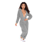 Women Long Sleeve Hooded Casual Jumpsuit