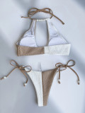 Women Lace-Up Color Block Swimwear