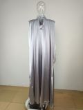 Dubai Muslim Women'S High Neck Loose Swing Robe Satin Dress Women'S Abaya