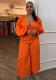 Women Sexy Deep V Backless Lace-Up Lantern Sleeves Wide Legs Jumpsuit
