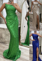 Women sequin zipper slit dress Women sequin zipper slit dress