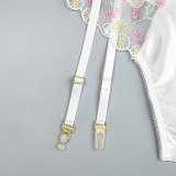 Women Exquisitely Embroidered Flowers Sexy Lingerie Three-Piece
