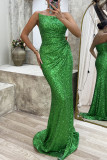 Women sequin zipper slit dress
