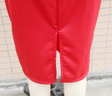Women Puff Long Sleeve V Neck Bodycon Dress
