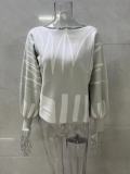 Lantern Sleeve Loose Pullover Knitting Sweater For Women