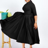 Women's Fashion Chic Pleated African Plus Size Swing Dress