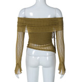 Women's Autumn Off Shoulder Long Sleeve Knitting Top