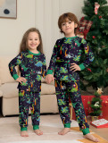 Christmas Family Wear Cotton Print Dog Dinosaur Print Long Sleeve Pajama Set