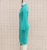 Women Autumn and Winter Long Sleeve Double Breasted Blazer Dress