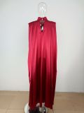 Dubai Muslim Women'S High Neck Loose Swing Robe Satin Dress Women'S Abaya
