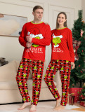 Christmas Family Wear Cartoon Plaid Print Long Sleeve Pajama Set