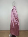 Dubai Muslim Women'S High Neck Loose Swing Robe Satin Dress Women'S Abaya