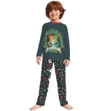 Christmas Family Wear Cartoon Print Round Neck Long Sleeve Pajama Set