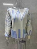 Lantern Sleeve Loose Pullover Knitting Sweater For Women
