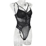 Women SolidPatchwork One-piece Sexy Lingerie
