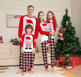 Christmas Family Wear Deer Head Print Plaid Print Long Sleeve Pajama Set