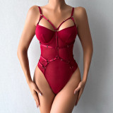Women SolidPatchwork One-piece Sexy Lingerie