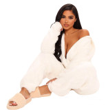 Women Long Sleeve Hooded Casual Jumpsuit