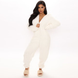 Women Long Sleeve Hooded Casual Jumpsuit