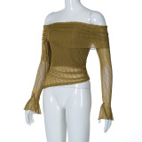 Women's Autumn Off Shoulder Long Sleeve Knitting Top