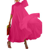 Women chiffon Patchwork Short Sleeve Maxi Dresses