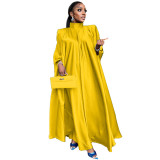 Dubai Muslim Women'S High Neck Loose Swing Robe Satin Dress Women'S Abaya