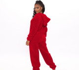 Women Long Sleeve Hooded Casual Jumpsuit