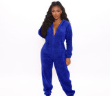 Women Long Sleeve Hooded Casual Jumpsuit