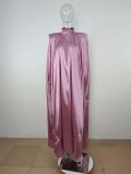 Dubai Muslim Women'S High Neck Loose Swing Robe Satin Dress Women'S Abaya