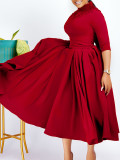Women High Neck Elegant Beading African Dress