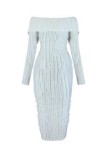 Fashionable And Elegant Off Shoulder Sexy Wave Pattern Long-Sleeved Dress