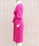 Women Puff Long Sleeve V Neck Bodycon Dress