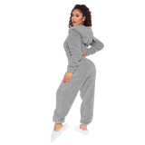 Women Long Sleeve Hooded Casual Jumpsuit