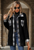 Women's Autumn And Winter Single-Breasted Turndown Collar Plaid Fleece Jacket
