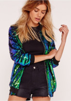 Casual Women's Fall Outer Coat Plus Size Loose Sequin Baseball Jacket Casual Women's Fall Outer Coat Plus Size Loose Sequin Baseball Jacket